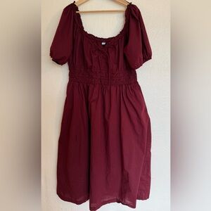 Old Navy Fit & Flare Puff-Sleeve Midi Dress